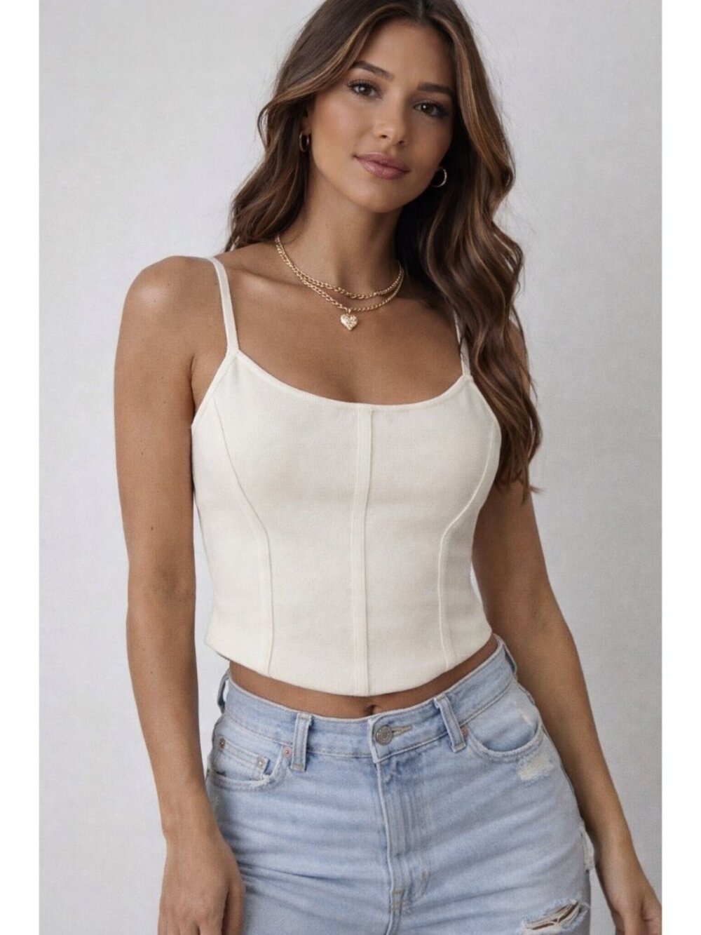 L.A Hearts Corset Tank Top Small White Bustier Crop Summer Y2K Streetwear